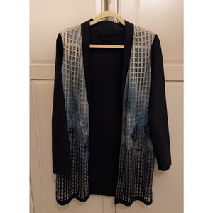 Elie Tahari Navy Blue Laser Cut Coat
